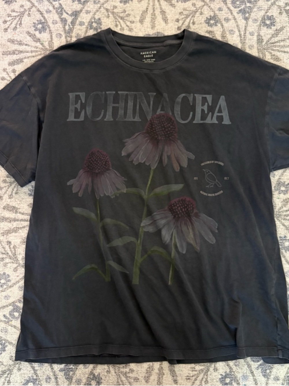American Eagle Black Oversized Graphic Tee